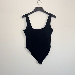 FOREVER 21 black, square-neck, tank bodysuit